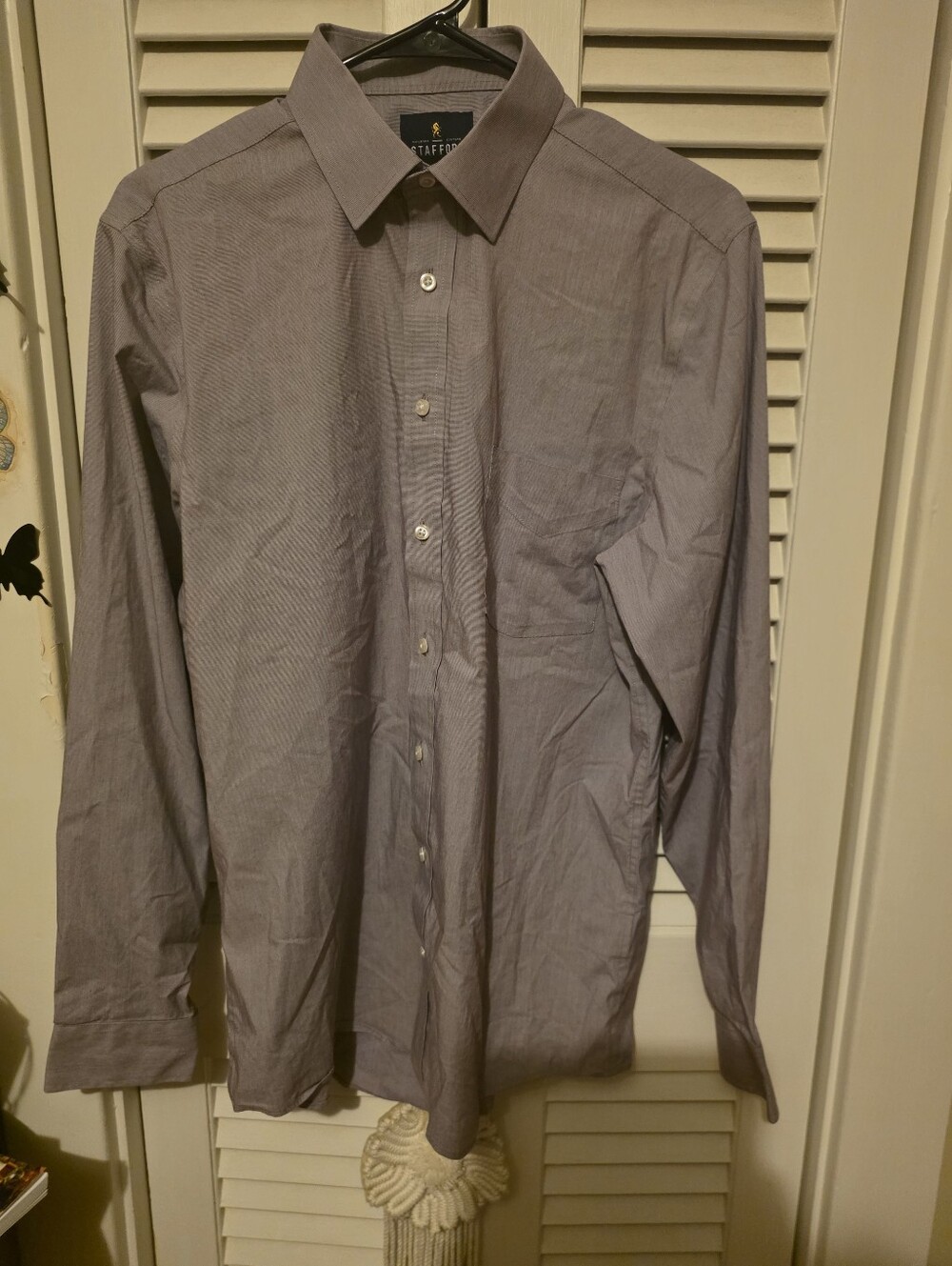 Stafford Men's Long-Sleeve Dress Shirt - Lavender Stripe